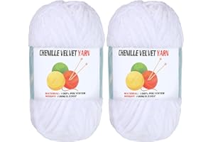 GENERIC 2 * 100g Velvet Chenille Chunky Yarn, Handcrafts Weaving Soft Chenille Yarn for Crocheting Clearance, Used for Making Baby Yarn Blanket, Clothes, Knitting Creations (White)