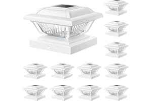 ELECLINK Solar Post Cap Lights 12 Pack, Warm White Solar Outdoor Post Lights, Waterproof Fence Post Lights Solar Powered Fit 3.5x3.5 4x4 4.5x4.5 5x5 5.5x5.5 Post for Garden Fence Deck Yard