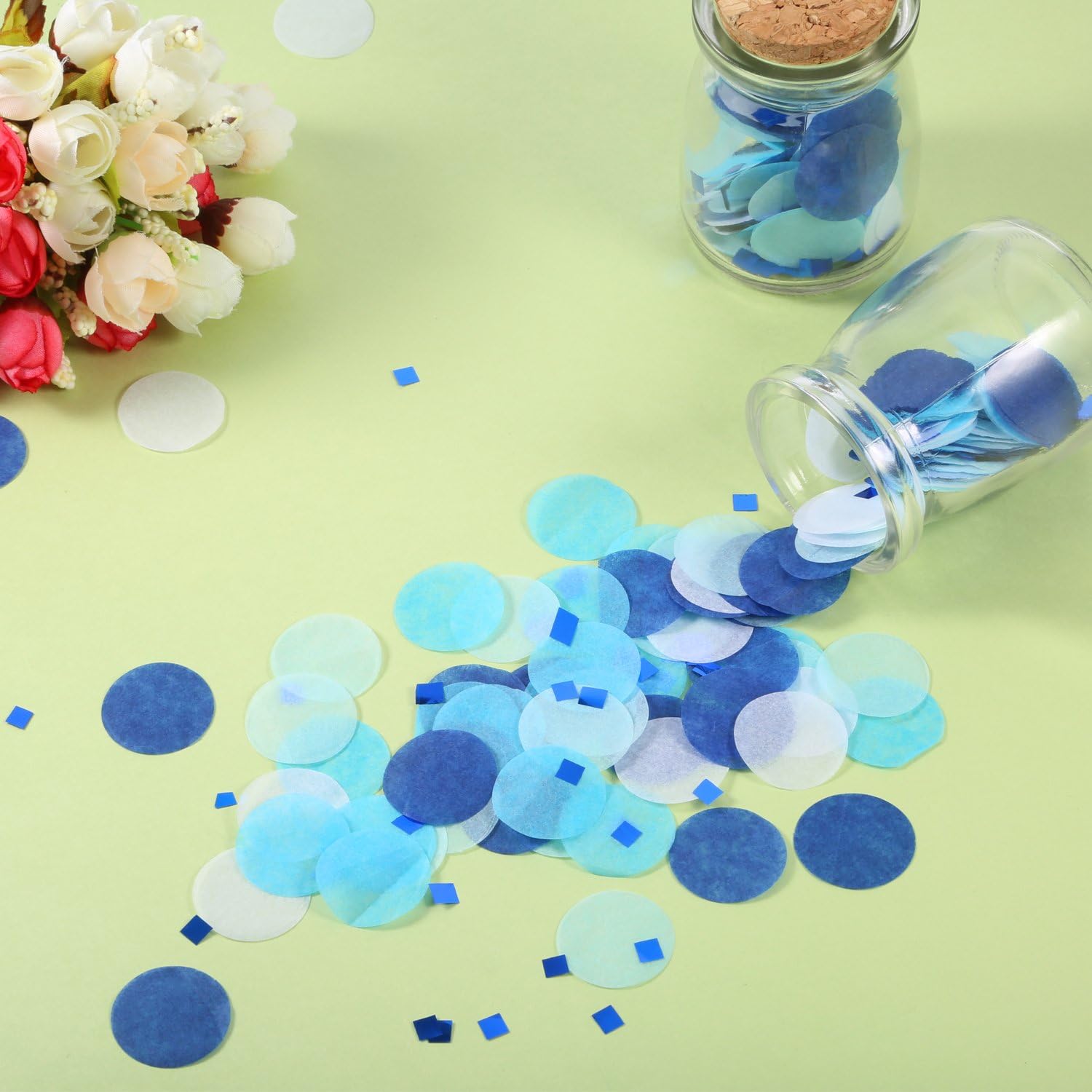 1 Inch Tissue Paper Confetti White Blue Table Confetti for Boys Baby Shower Birthday Decoration 1.76 oz, Blue,white, 0.5 x 0.5 cm - Image 4