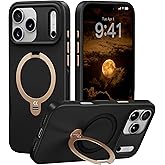 CASEKOO Midnight Black Designed for iPhone 17 Pro Max Case with Spin Magnetic Stand [16FT Military Protection] [Non-Slip Edge] [Fit for MagSafe] Shockproof for iPhone 17 ProMax Case with Stand 6.9''
