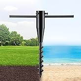 Beach Umbrella Sand Anchor, Heavy Duty Metal Sand Grass Anchor Umbrella Holder, Screw in Deep Spiral Design for Strong Hold in Sand Grass Soft Soil, Rustproof Portable Patio Umbrellas Stands Bases
