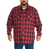 HOdo Big and Tall Mens Thin Flannel Shirt Lightweight Button Down Shirt 2XL to 6XL
