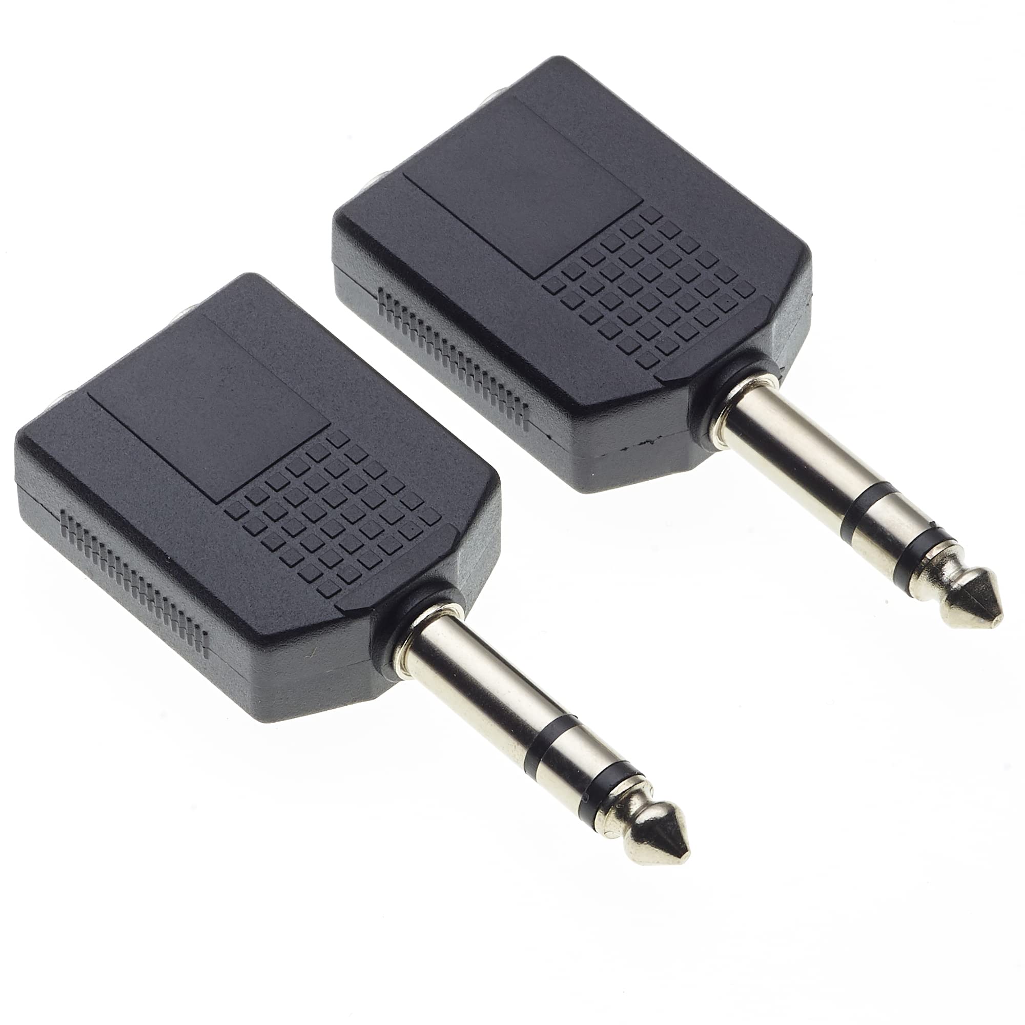 Keple 6.35mm Stereo Jack Plug to 2 x 6.35mm Stereo Socket Splitter, Headphones Adapter, 1/4 Y Dual Audio Adaptor, Pack of 2