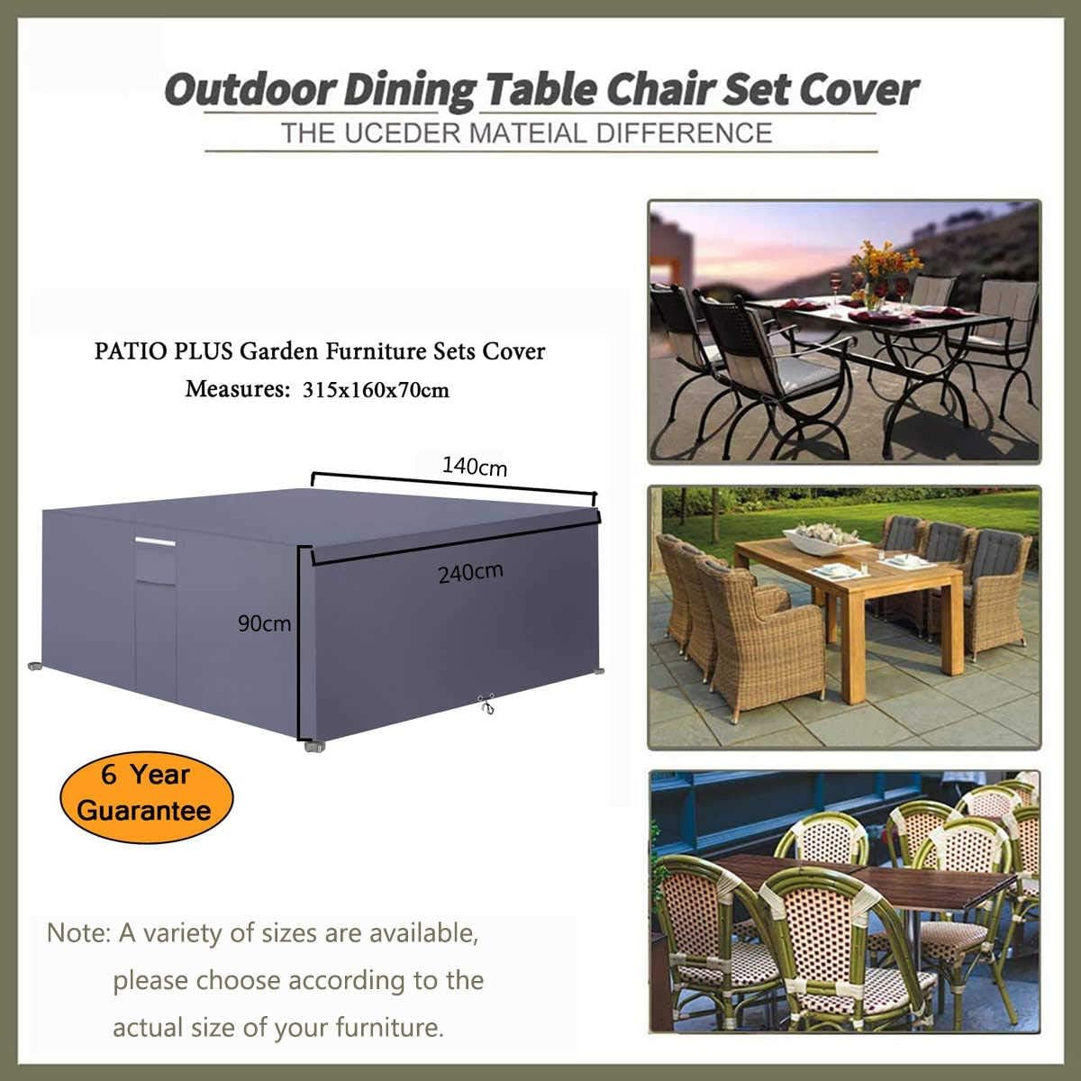 PATIO PLUS Rectangular Garden Furniture Set Covers with Air Vent - Image 3