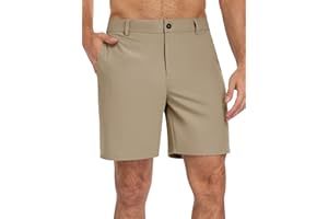 TUREFACE Men's Golf Shorts Flat Front 7 Inch Lightweight Quick Dry Chino Casual with 3 Pockets