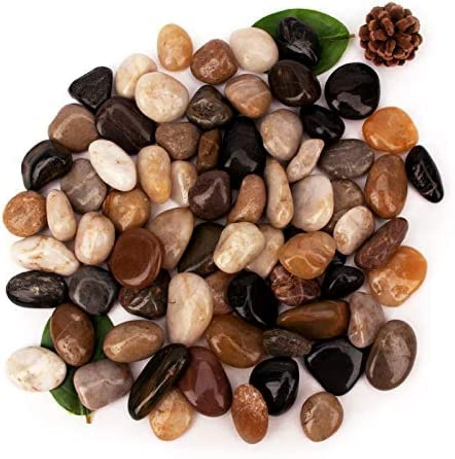 Photo 1 of [18 Pounds] Aquarium Gravel River Rock, Natural Polished Decorative Gravel,Garden Outdoor Ornamental River Pebbles Rocks, Polished Gravel, Mixed Color Stones,for Landscaping, Vase Fillers (20)