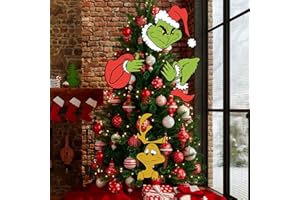 VAWCORNIC 4PCS Large Christmas Tree Topper Decor Fence Peeker Decorations, Whoville Christmas Tree Decor, Decor for Christmas Tree Xmas Party Supplies Xmas Garden Decorations