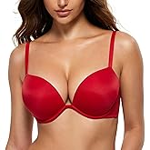 Wingslove Women's Push Up Bra Deep V Plunge Underwire T-Shirt Bra Multiway 2 Cups Up