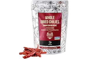 Soeos Whole Dried Chili 4oz, Medium Spicy, Natural and Premium, Great for Mexican Recipes, Dry Szechuan Pepper, Dry Chile Peppers, Sichuan Pepper, Dried Red Chilie, Whole Dried Chili Peppers.