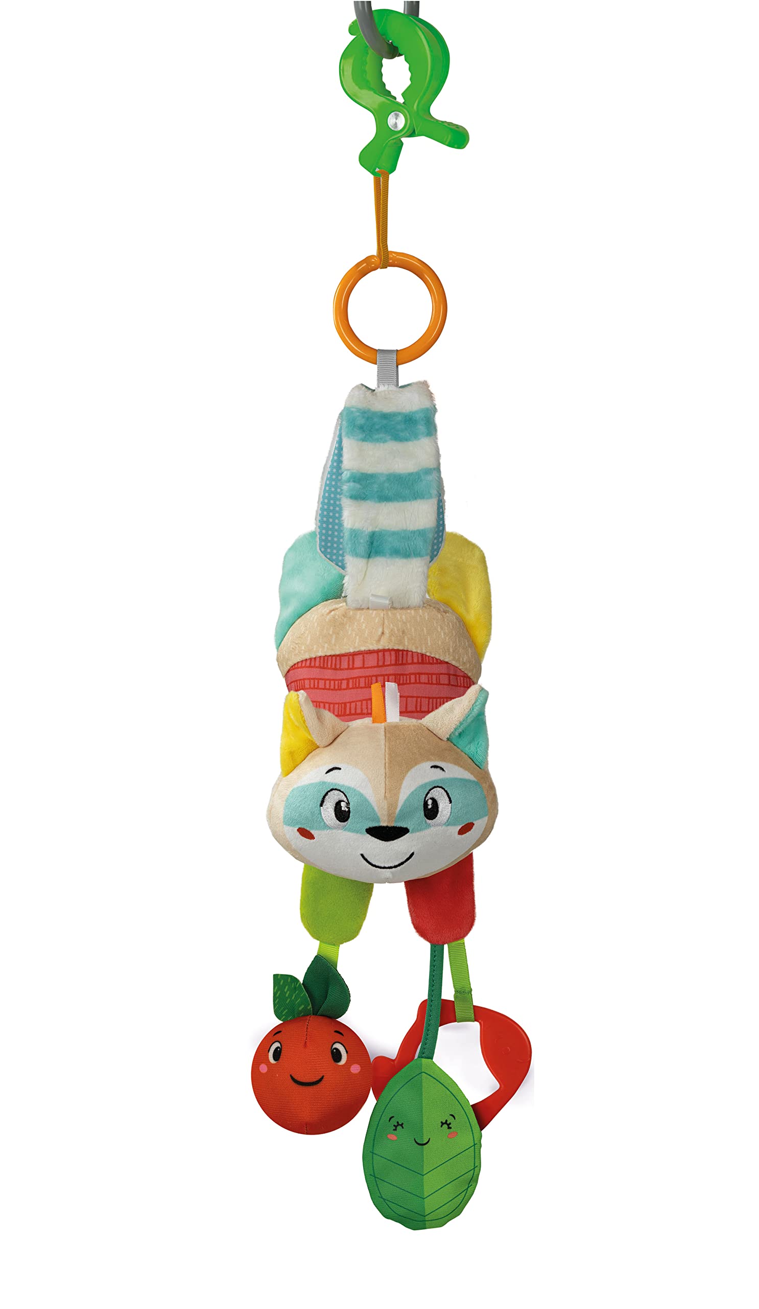 Clementoni 17713 Easy-Peasy Raccoon Stroller, Pushchair for Toddlers-Early Years, Infant, New Born Soft Toys Gift, Multicolour, Medio