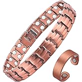 Fashtour Copper Magnetic Bracelet for Men, 2X Strength 99.99% Pure Copper Bracelet with Powerful Magnets and Sizing Tool