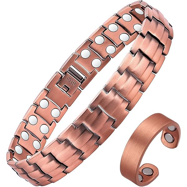 EnerCoppeX Paquete De 2 Pulseras Magnéticas Vintage De Cobre Puro, Llevan 8 Imanes, Pulseras Ajustables De 2.7 Pulgadas, Pueden Ser Usadas Por Hombres Y Mujeres, 6.7 Inches, Cobre