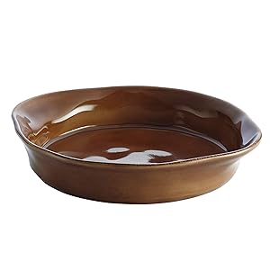 Rachael Ray Cucina Stoneware 1.5-Quart Round Baker, Mushroom Brown