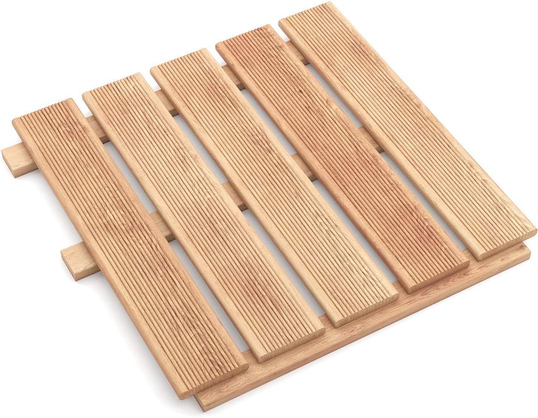 Floranica® Wooden Tiles made of 100% impregnated Larch Wood, Terrace Tiles, Balcony Tiles, Finely Ribbed Larch, Ideal for Decking, Balcony, Color:natural, Qty:Sample (1 pc 30x30cm)