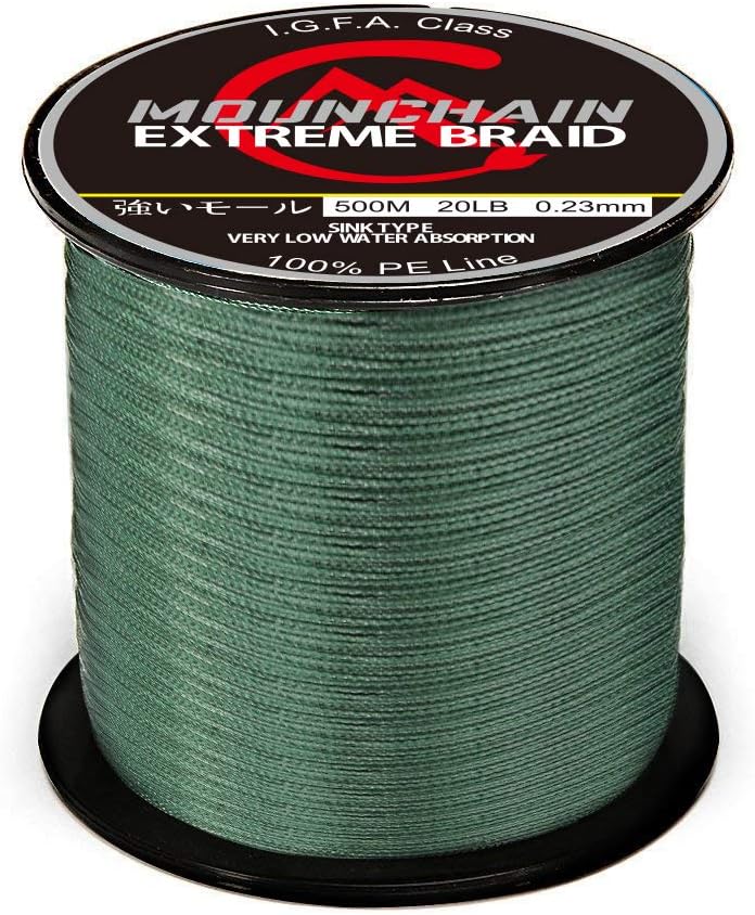 Mounchain 100% PE 4 & 8 Strands Braided Fishing Line, 10 20 30 40 LB Sensitive Braided Lines, Super Performance and Cost-Effective, Abrasion Resistant