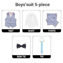 Marvelous World Boys' 5-Piece Formal Vest Suit