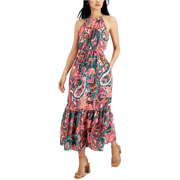 INC Womens Printed Long Maxi Dress Pink 6 at Amazon Women's Clothing store