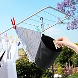 Vicloon Peg Bag Black Large Clothespin Bag with Draw Cord and Hook view 7