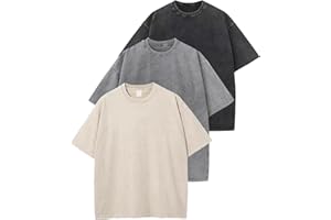 Arssm 3 Pack Men Oversized T Shirts Vintage Tee Loose Fit Short Sleeve Casual Streetwear Baggy Washed Unisex Tops