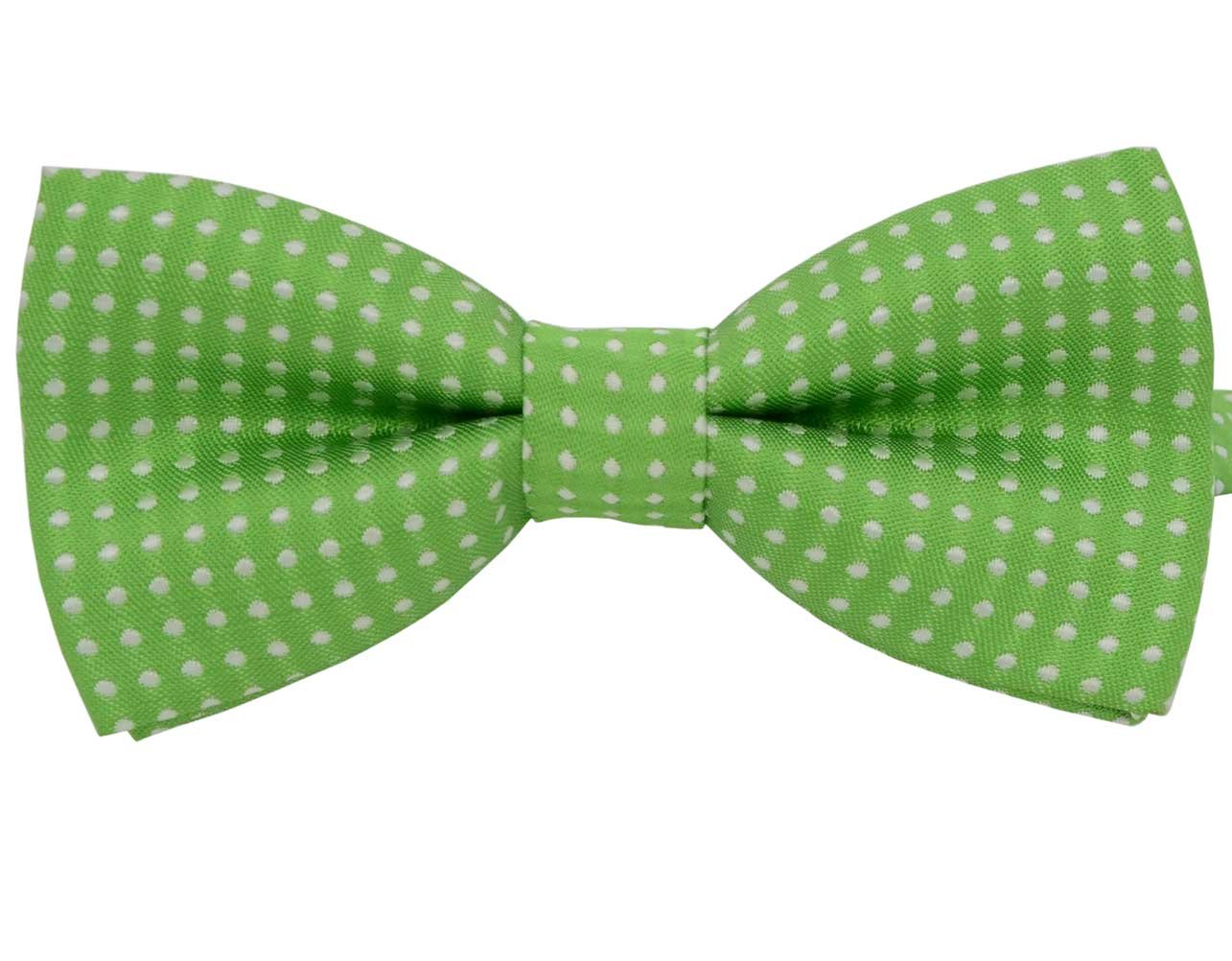 Puppy & Kitten Collar Bow Tie, Small Cat & Dogs Neck Bowtie Adjustable for Wedding Birthday D-D-T-1 (Green with White Polka Dots - St. Patrick's)