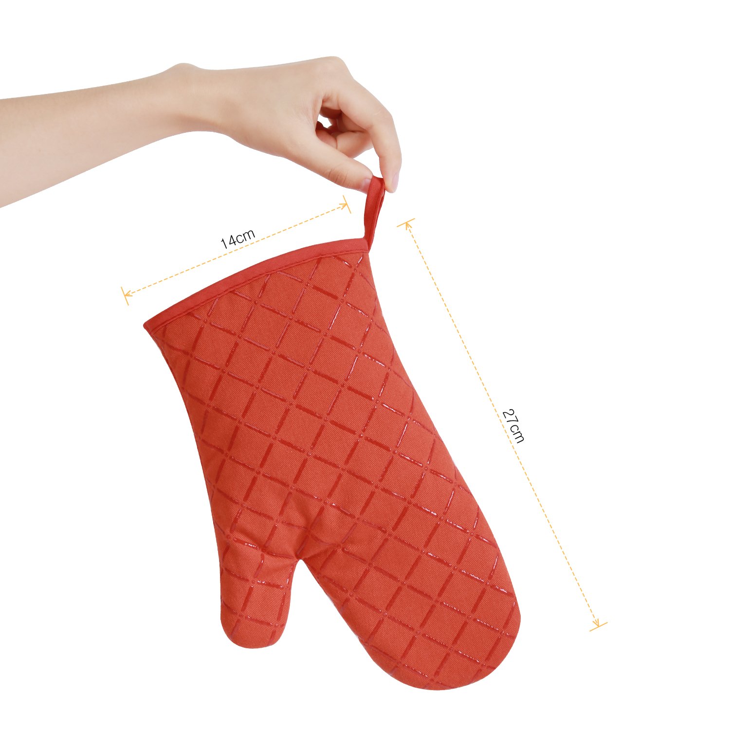 Homever Silicone Oven Mitts, Heat Resistant with Recycled Cotton Infill, Flexibility Non-Slip Kitchen Oven Gloves for Baking and Kitchen (Orange)