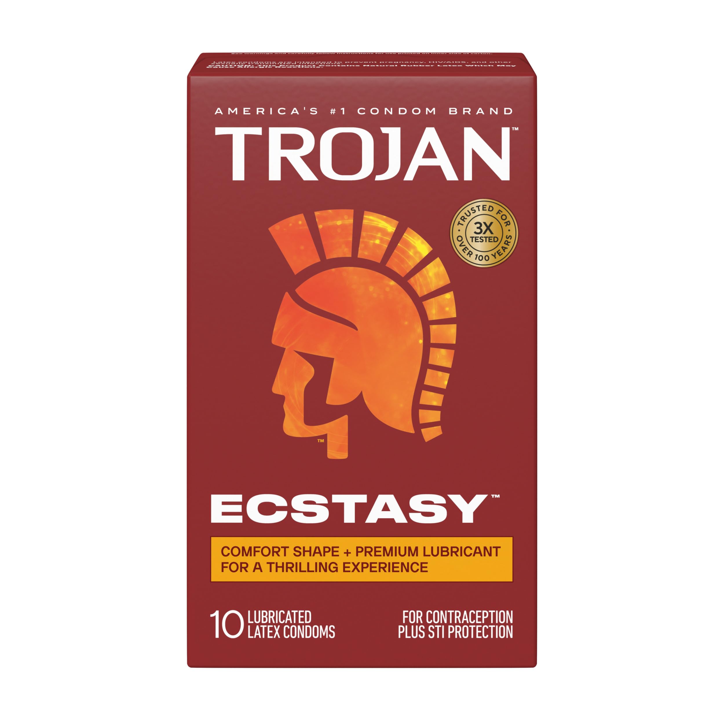 Trojan Ultra Ribbed Ecstasy Lubricated Condoms, 10 count