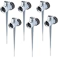 Hourleey 6 Pack 1/2 inch Zinc Alloy Lawn Sprinkler Spike Base, Water Flow Thru Sprinkler for Yard, Lawn, Garden and Grass Irrigation