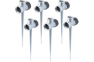 Hourleey 6 Pack 1/2 inch Zinc Alloy Lawn Sprinkler Spike Base, Water Flow Thru Sprinkler for Yard, Lawn, Garden and Grass Irr