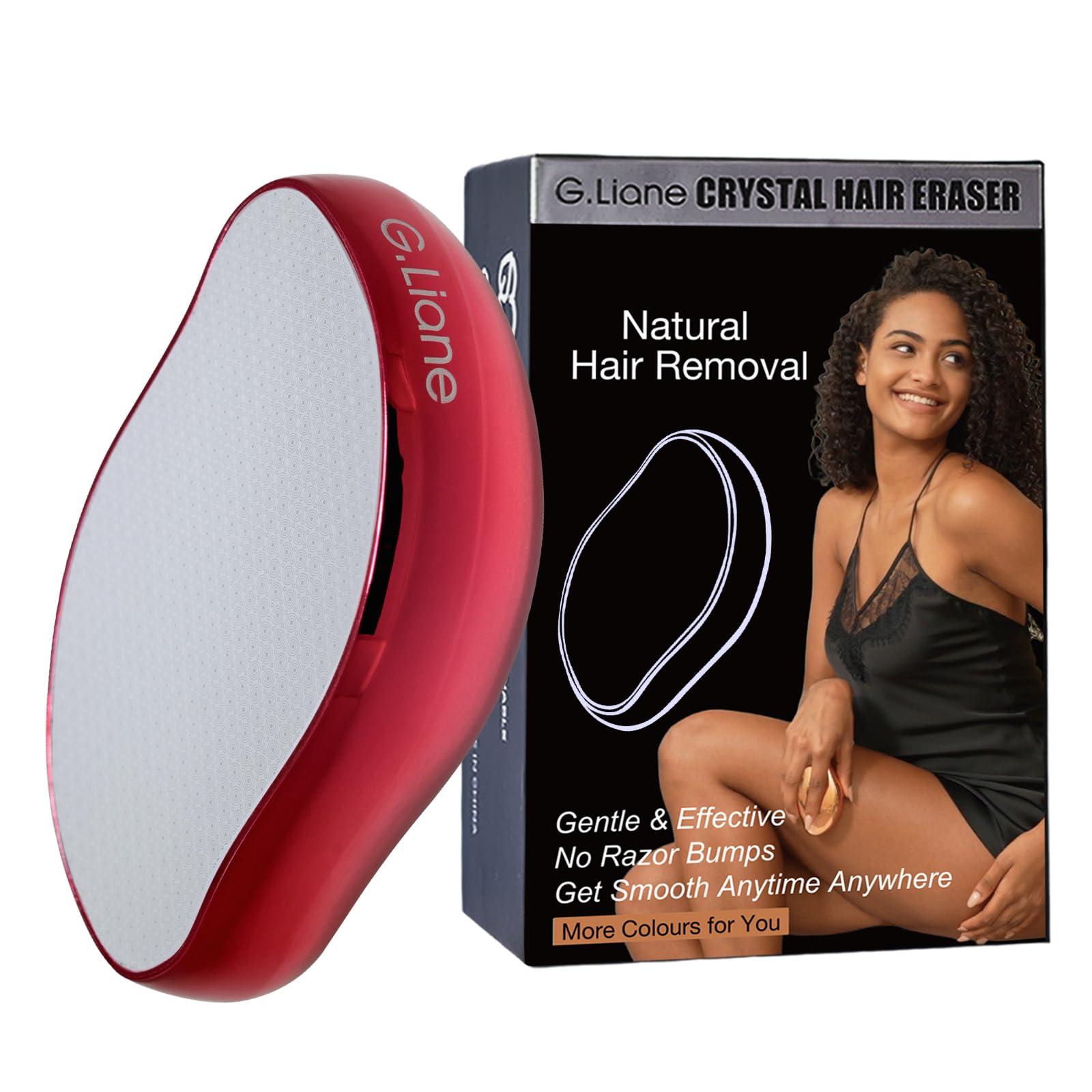 G.Liane Crystal Hair Eraser,Upgraded Painless Crystal Hair Remover,Effective Nano Glass Hair Removal Device and Skin Exfoliation,Body Epilator for Women and Men(Red)