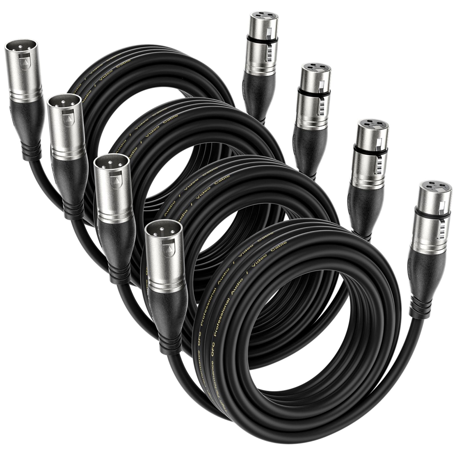 EBXYA XLR Cable 5M 4 Packs - Premium Balanced Microphone Cable with 3-Pin XLR Male to Female Mic Speaker Cable, Black — image 1