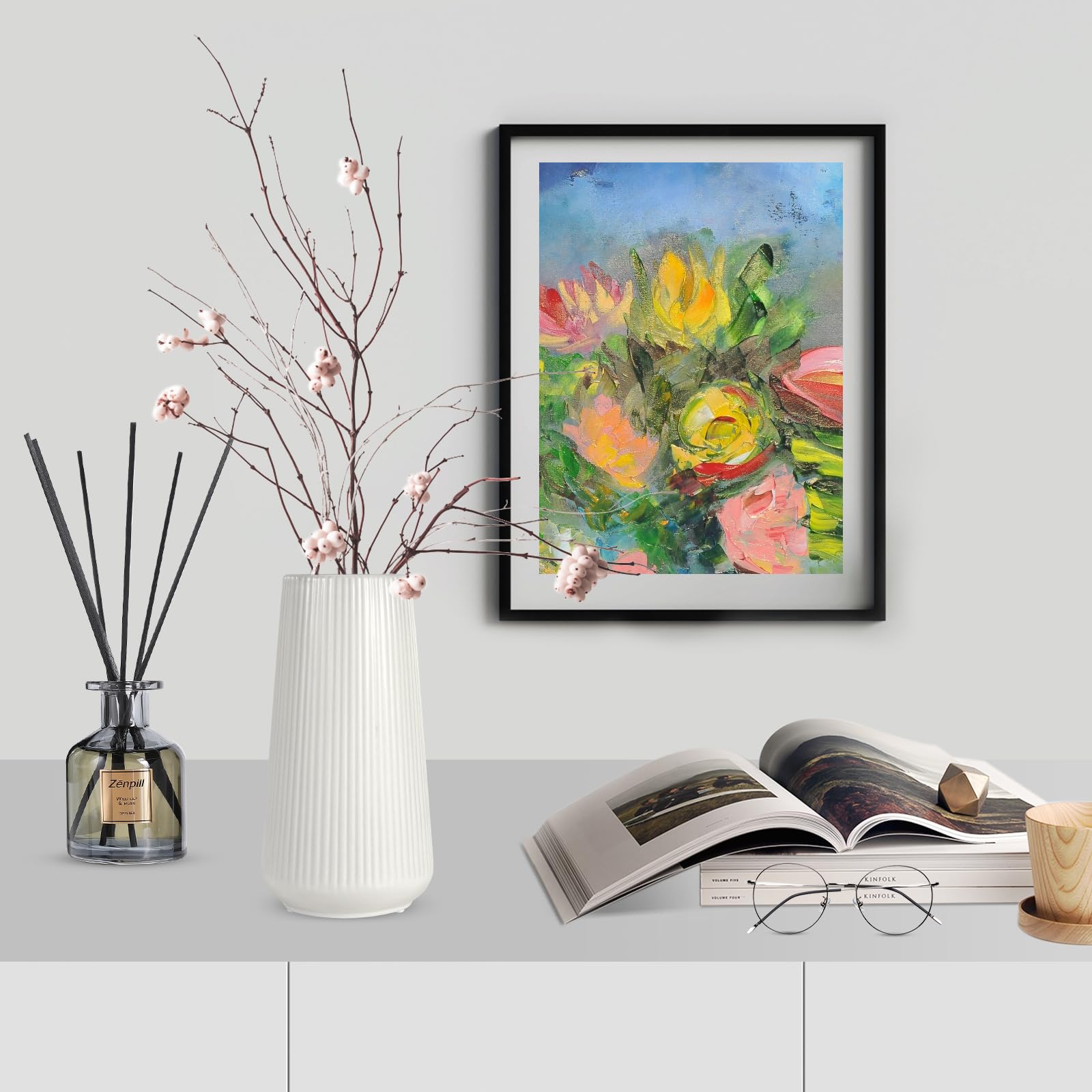 White Ceramic Vase, GUKJOB Flower Vase Ceramic Vase for Flowers, Decorative White Vase for Pampas Grass, Small Vase for Home Living Room Dining Table Farmhouse Office Decor (White) - Image 3