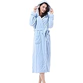 Catalonia Womens Plush Fleece Long Robe with Hood, Plus Size Warm Soft Fluffy Lightweight Bathrobe, Valentine's Day Gift