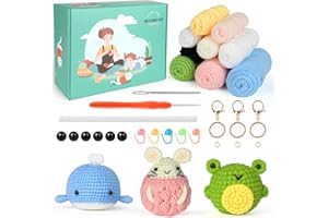 Crochet Kit for Beginners, Easy-to-Do Crochet Kit Including Crochet Hook, Yarn Balls, Needles, Instructions, Crochet & Craft 