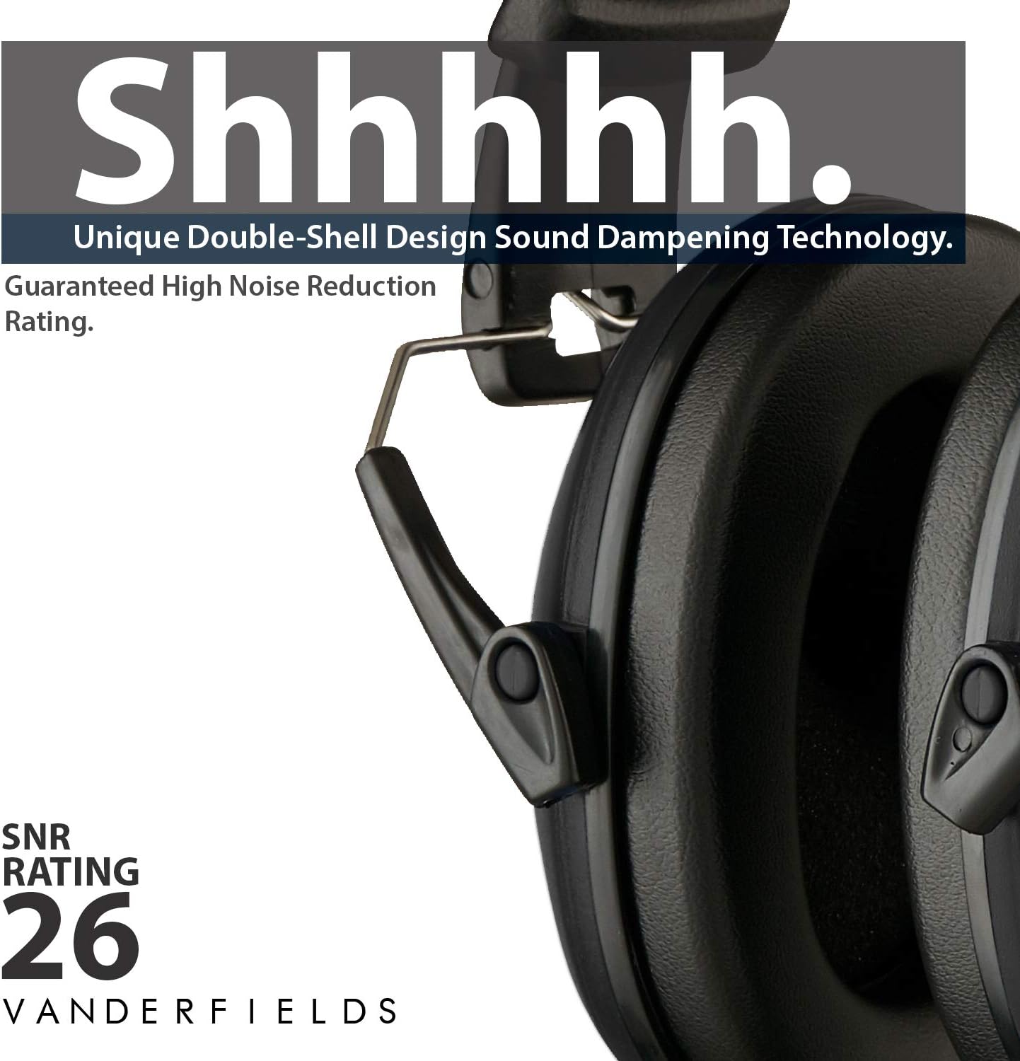 Vanderfields Hearing Protection for Shooting – Compact Foldable Portable Safety Earmuffs for Blocking Ear Sound Reduction - Hunting Range Studying Lawn Mowing - Men Women Adults - Black - - 