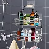 Orimade Shower Caddy Basket with 5 Hooks 3 Pack SUS304 Stainless Steel Black view 3