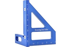 BOXmime Imperial 3D Multi-Angle Measuring Ruler,45/90 Degree Aluminum Alloy Woodworking Square Protractor, Miter Triangle Ruler High Precision Layout Measuring Tool