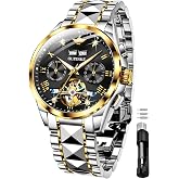 OUPINKE Gold Men Automatic Mechanical Wrist Watches Luxury Dress Tungsten Steel Luminous Waterproof Sapphire Diamond Calendar Best Gifts Men