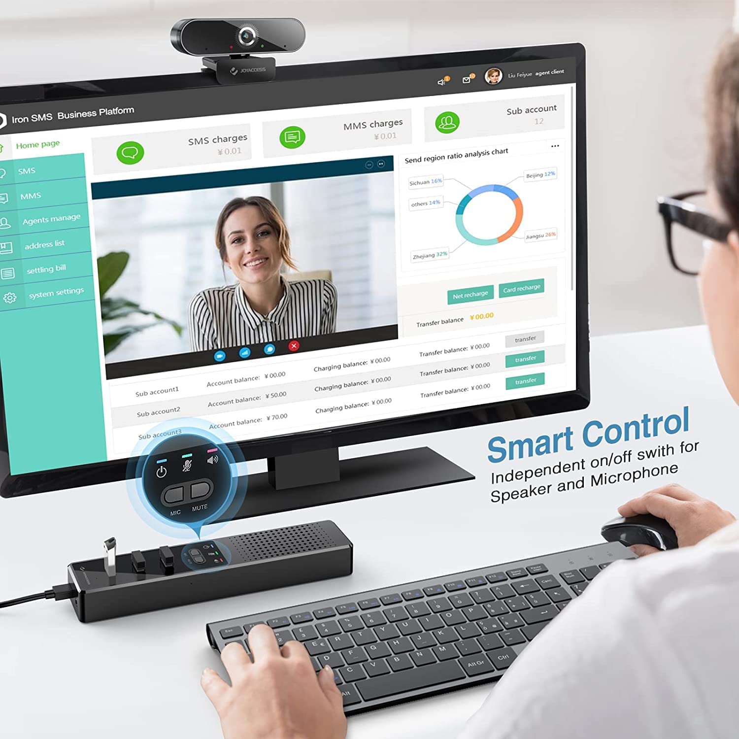 JOYACCESS Computer Speaker with Microphone, USB Powered PC Speakers for Smart Home Office and Online Study,Portable and External 3 in 1 Computer Speakers with Hubs,Plug &Play.