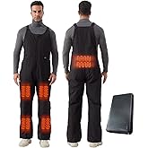 RCVICTY Men's Heated Insulated Ski Bib Overalls with Battery, Waterproof Winter Snow Pants for Work, Hunting, Fishing