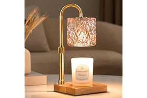Hong-in Candle Warmer Lamp with Timer -Dimmable Adjustable Height Wax Melt Warmer for Jar Candles,Vintage Home Decor with Elegant Amber Glass,Birthday Gifts for Women, Mom, Friend, Sister