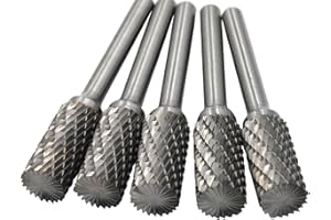 WKSTOOL Wokesi 5Pcs,1/2''Cutting Diameter,1/4"(6mm)Shank Diameter,C Shape,Tungsten Carbide File Cutter Taper Points Burrs Grinding Head Fit Bits Endmills for Rotary Tools (1/2‘’(12mm) C Shape)
