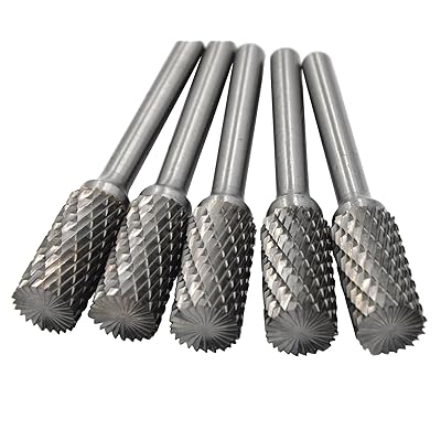 Wokesi 5Pcs,1/2''Cutting Diameter,1/4"(6mm) Shank Diameter,C shape,Tungsten Carbide File Cutter Taper Points Burrs Grinding Head Fit Dremel Bits Endmills for Rotary Tools (1/2&lsquo;&rsquo;(12mm) C shape)