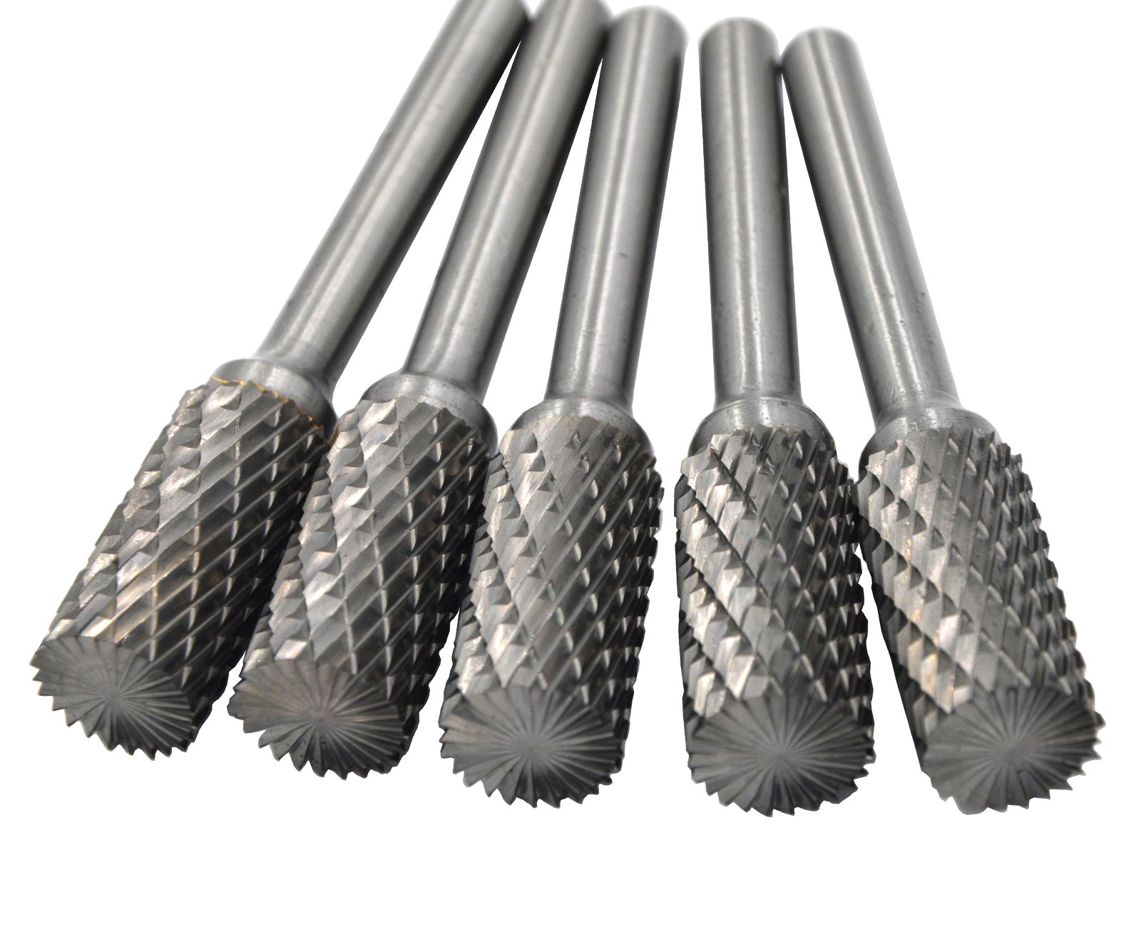 Wokesi 5Pcs,12mm Cut Diameter,6mm Shank,Solid Tungsten Carbide Single Cut Cutter Burrs Grinding Head Fit Dremel Bits for Rotary Tools (12mm C Shape)