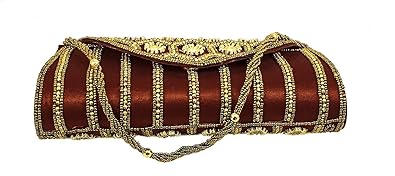 GenNxt Womens Satin Handmade Mirror Purse (Maroon)