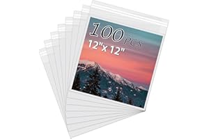 Somime Acid-Free Picture Sleeves, 100Pack Crystal Clear Storage Bags for 12x12 Art Prints, Pictures, Photos, Frame Mats (Bag Size: 12 3/8" x 12 3/8")