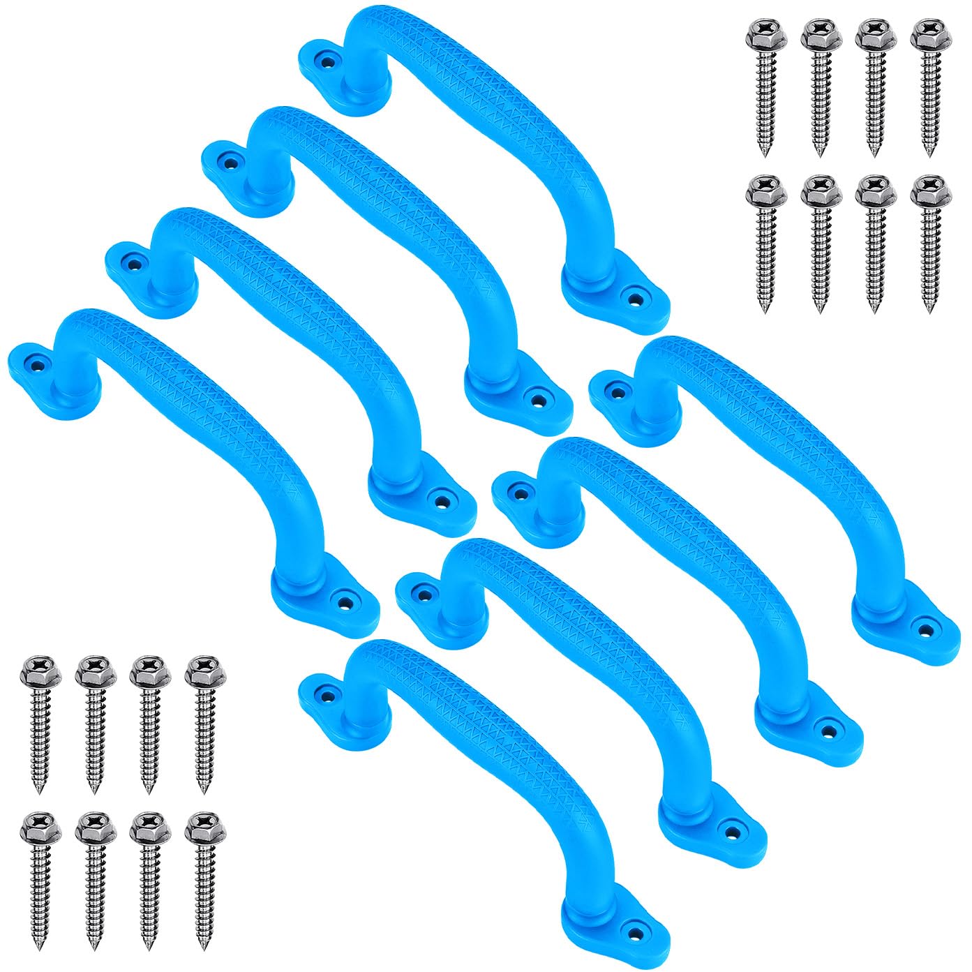 Dolibest 8 Pack Climbing Handles, 18cm Non-slip Solid Playground Hand Grips Plastic Climbing Frame Grab for Swing Set/Playset/Playhouse/Play Park/Indoor Outdoor Monkey Bars/Treehouse/Bunk Bed, Blue