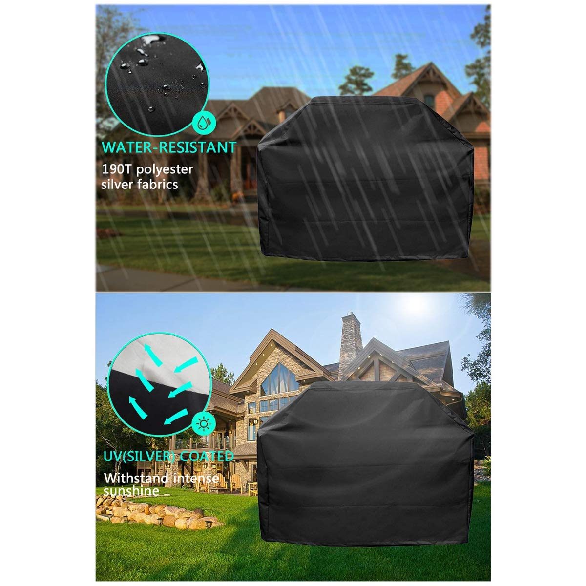 Pathonor Grillabdeckung 58 inch Grill Abdeckhaube Wasserdicht BBQ Cover 145 * 61 * 117cm Schutzhuelle Haube Grill Abdeckplane für Brinkmann, Char Broil, Holland and Jenn Air