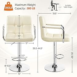 Yaheetech Bar Stools Set of 2, PU Leather