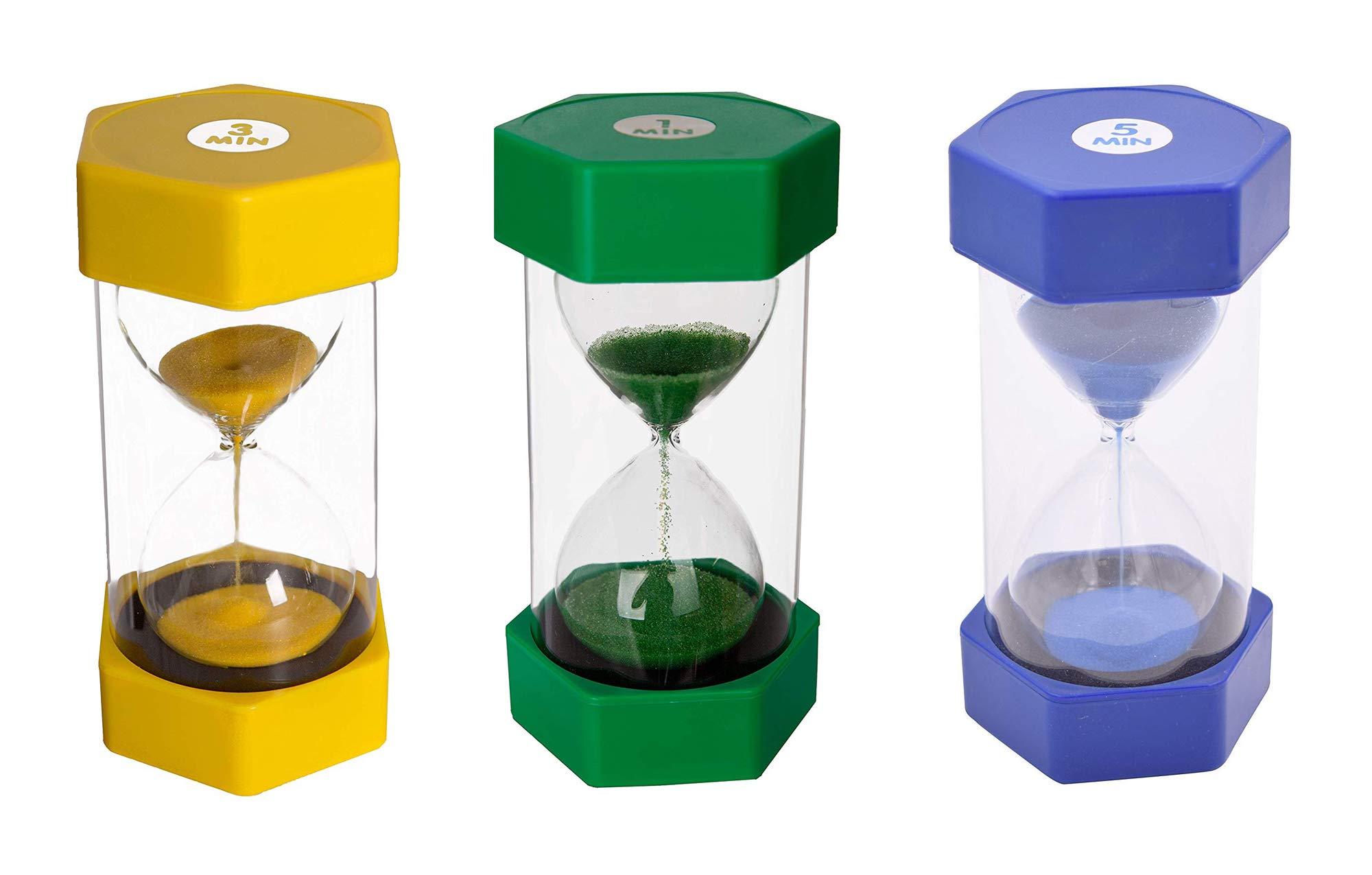 Sand Timer Set 1 Min, 3 Minutes, 5 Minutes Coloured Hourglasses, Classroom Education & Sensory Play