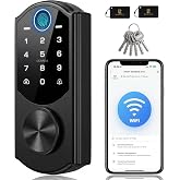 RUIKANG POWER Keyless Entry Door Lock with Built-in WiFi, Fingerprint Smart Lock for Front Door, Touchscreen Keypad Deadbolt, App Remote Control, Auto Lock, Easy Installation